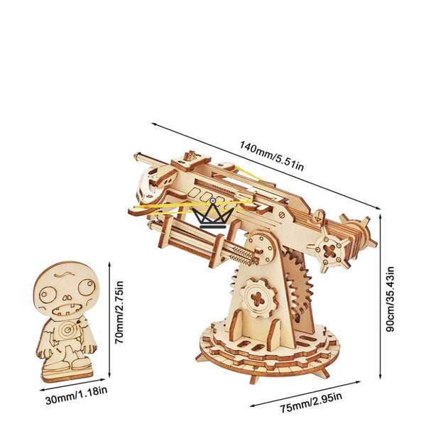 Mittelalterliches Holz-3D-Puzzle Balliste mit Figur und Geschossen - VELITE