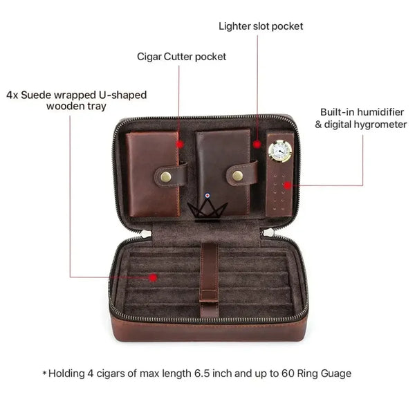 Étui à cigares en cuir personnalisable - Voyageur Signature - - etui cigare personnalisable - Cadeau, Noël, Anniversaire, Original, Fête des pères, fête des mères - Atelier Atypique