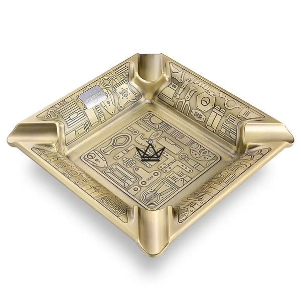 Quadratischer Zigarrenaschenbecher für 4 Zigarren, mit erhabenem Gravurdekor — CURIOSA – 7/7