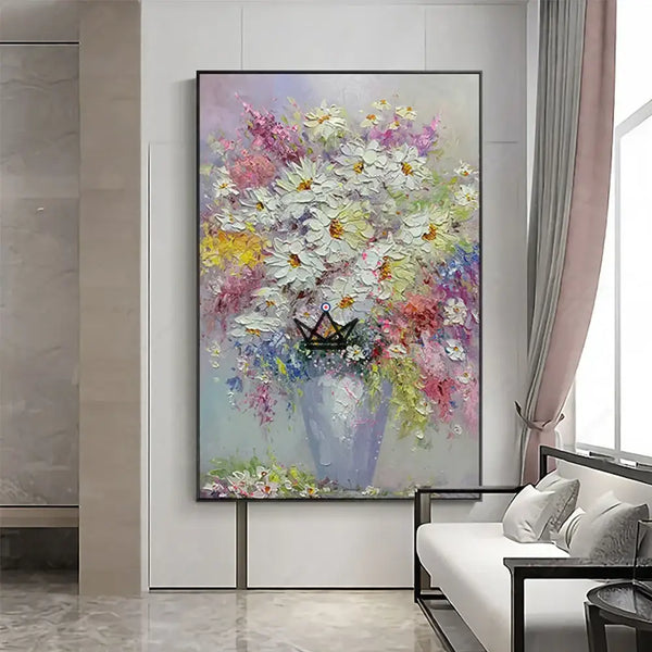 Peinture à l'huile sur toile XXL - Éclat Floral - - toile - Cadeau, Noël, Anniversaire, Original, Fête des pères, fête des mères - Atelier Atypique