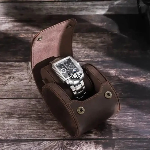 Etui de voyage pour montre automatique en cuir - TimeGuardian (personnalisable) - - etui montre personnalisable - Cadeau, Noël, Anniversaire, Original - Atelier Atypique