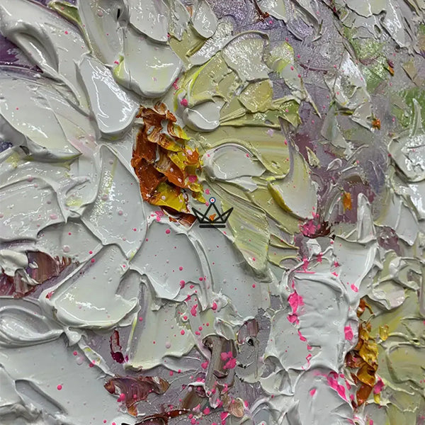 Peinture à l'huile sur toile XXL - Éclat Floral - - toile - Cadeau, Noël, Anniversaire, Original, Fête des pères, fête des mères - Atelier Atypique