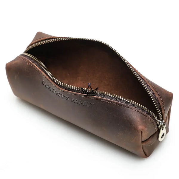 Personalisierbares kleines Reißverschlussetui aus Leder — Voyageur MINE – 13/13