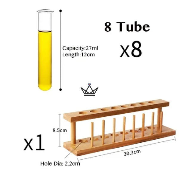 Reagenzglasgestell aus Holz und Reagenzgläser aus Borosilikatglas — CORNUE – 8/9