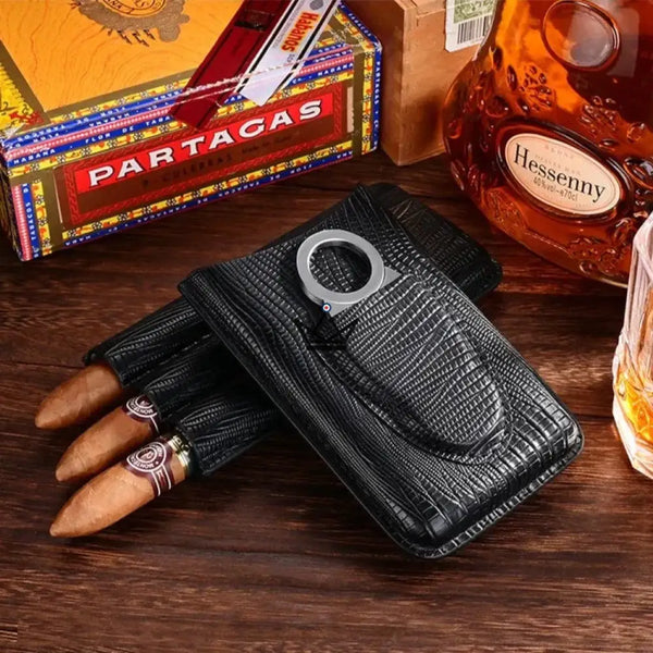 Etui 3 cigares et Coupe-Cigare - Montecristo Loop - - etui cigare - Cadeau, Noël, Anniversaire, Original - Atelier Atypique