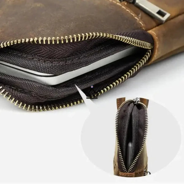 Sacoche de travail en cuir personnalisable - Edison - - Sacoche personnalisable - Cadeau, Noël, Anniversaire, Original - Atelier Atypique