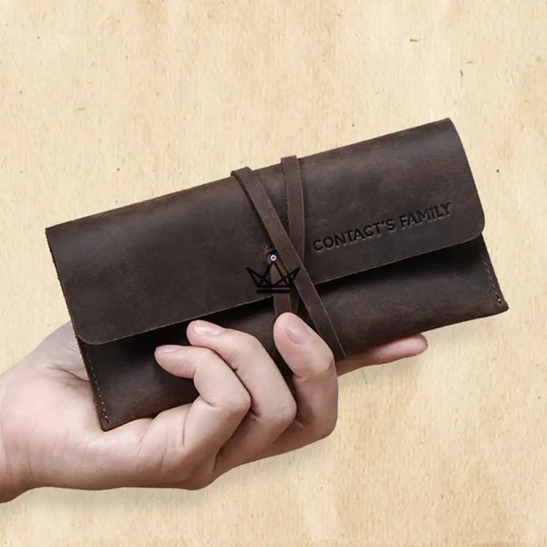 Personalisierbares Stifte- und Federmäppchen aus Leder – Voyageur Spool – 8/9