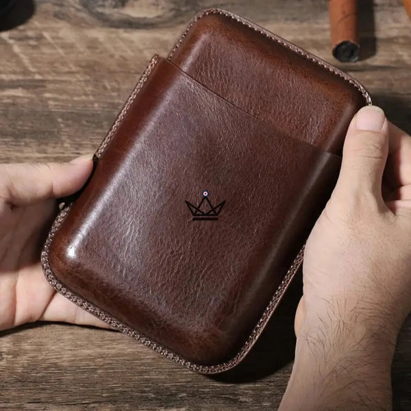 Etui 4 cigares en cuir personnalisable - Voyageur Elixir - - etui cigare personnalisable - Cadeau, Noël, Anniversaire, Original, Fête des pères, fête des mères - Atelier Atypique