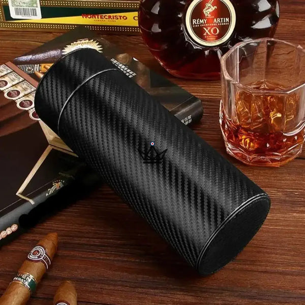 Cave à cigare Cylindre - ORBAL CARBON - - etui cigare - Cadeau, Noël, Anniversaire, Original - Atelier Atypique