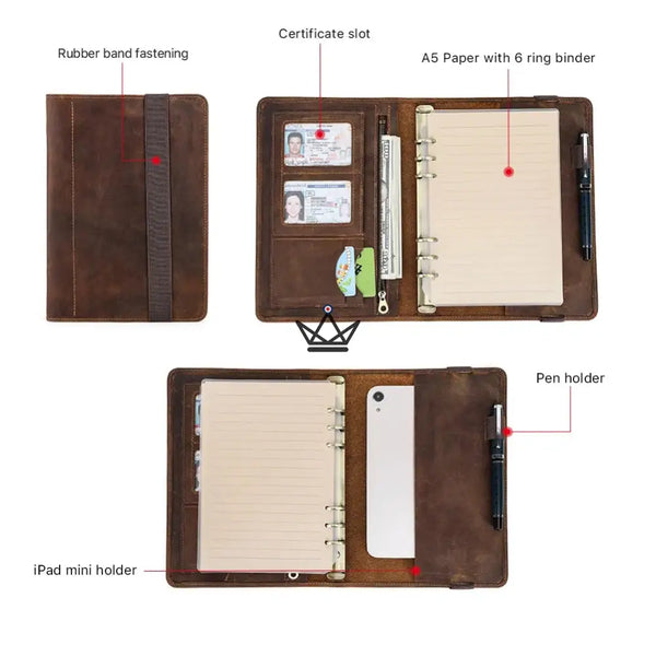 Personalisierbarer A5 Leder-Organizer — VOYAGEUR Galenda