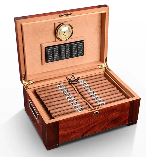 Zigarrenhumidor Zeder Aura – Palisander & Abalone, 100 Zigarren, verstellbare Zederteiler, Goldschloss – 2/8