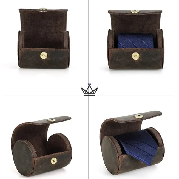 Personalisierbares Krawattenetui aus Leder, für 1 oder 2 Krawatten - ASCOT Traveler