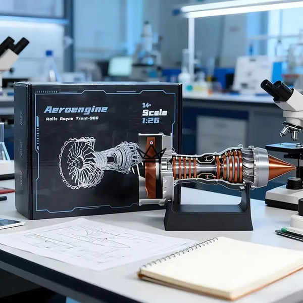 Modell eines Turbofan-Flugzeugtriebwerks im Schnitt, 3D-Bausatz - AEROS
