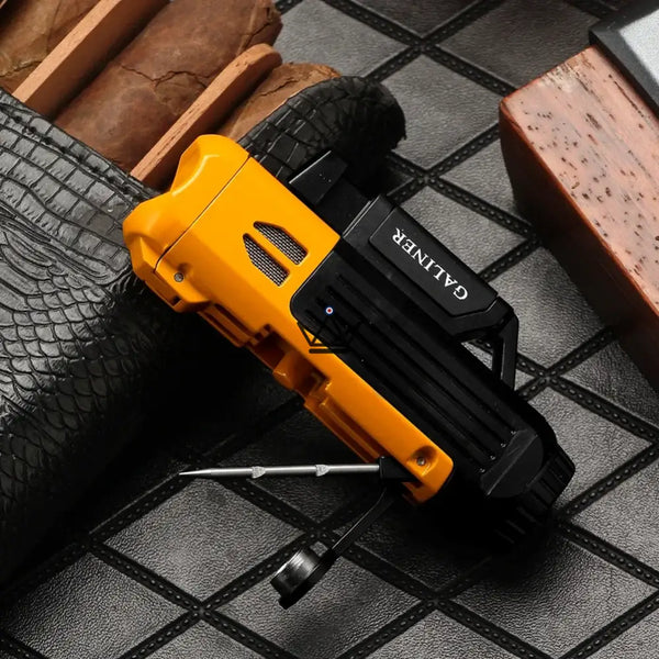 Zigarren-Set ALISTAIR — Feuerzeug Torch + Aschenbecher + Zigarrenschneider | Grün · Schwarz · Gelb – 4/15