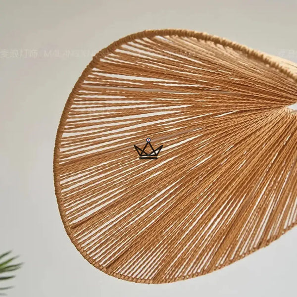 Hängeleuchte FOLIA — handgeflochtenes Rattan, Blattform – 8/12