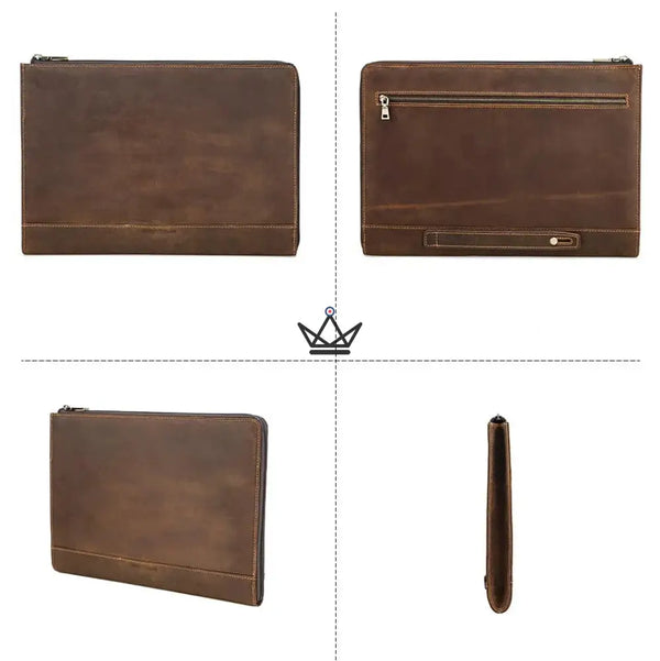 Personalisierbare MacBook-Hülle 13" und 14" aus Leder — Voyageur TRAVERSÉE – 12/15