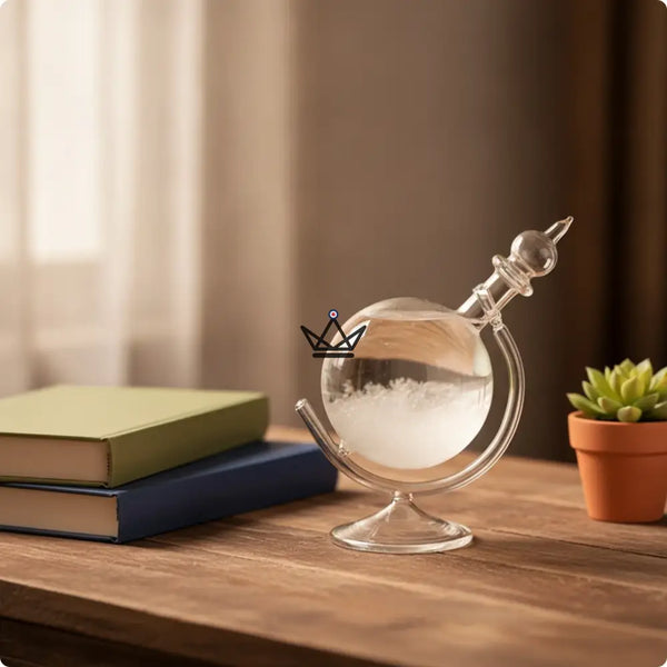 Sturmglas-Barometer Glaskugel — AURORE, Kristall – Glasfuß