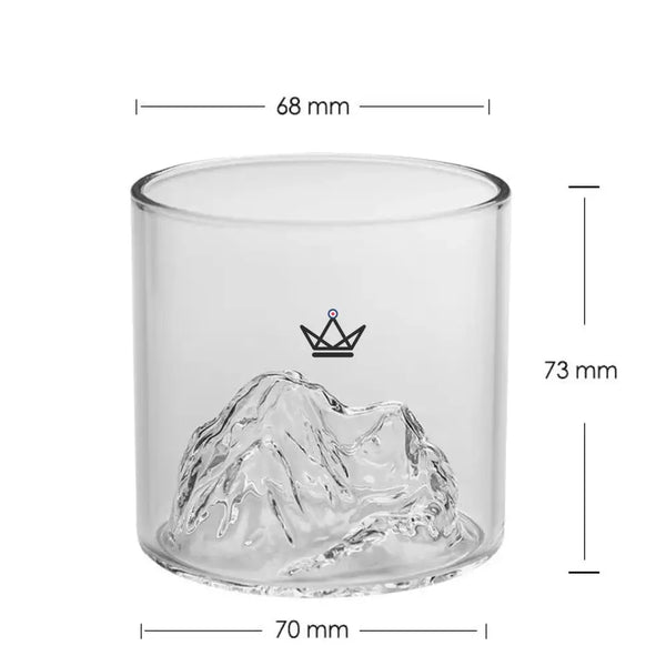 3D-Berg-Whiskyglas in Holzbox — GIPFEL – 6/8