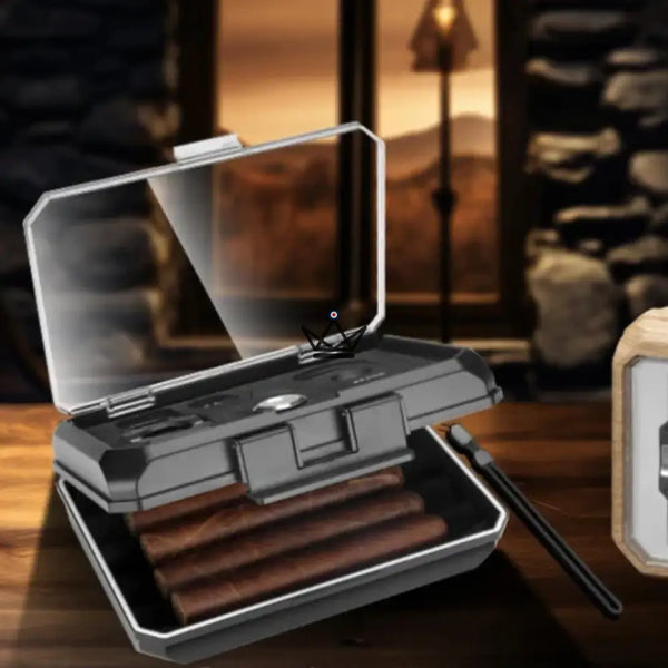 New Origin Zigarren-Reiseetui — Tragbarer Mini-Humidor, Hygrometer & 5 integrierte Accessoires – 14/16