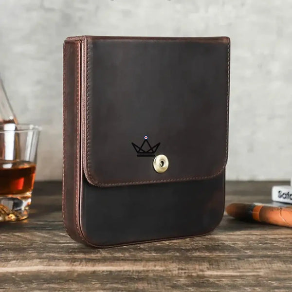 Étui à cigares en cuir personnalisable - Voyageur Quad - - etui cigare personnalisable - Cadeau, Noël, Anniversaire, Original, Fête des pères, fête des mères - Atelier Atypique