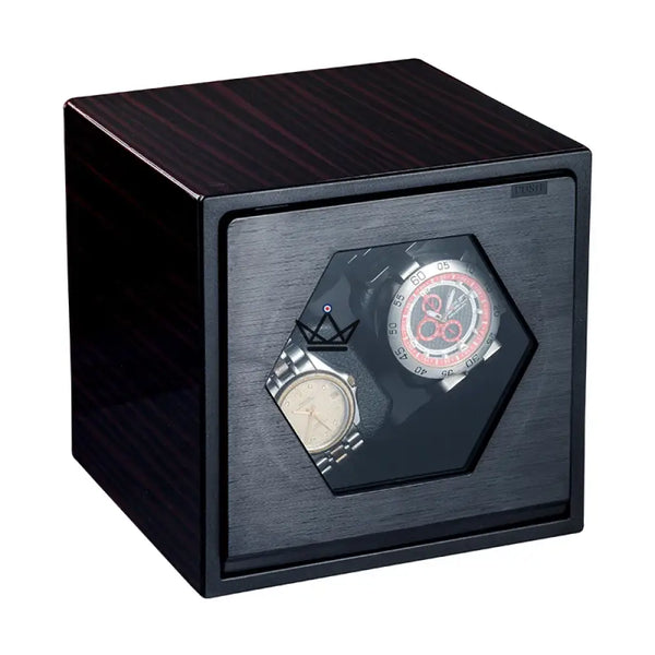 Bewegter Uhrenbeweger JEBELY HEXASQUARE — Verbindbar, 6 Farben, 3 Modi, Vintage-Holz