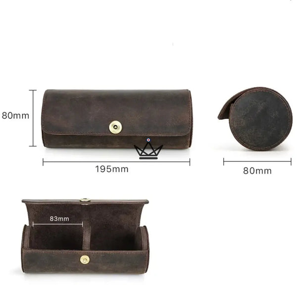 Personalisierbares Krawattenetui aus Leder, für 1 oder 2 Krawatten — ASCOT Traveller – 9/15