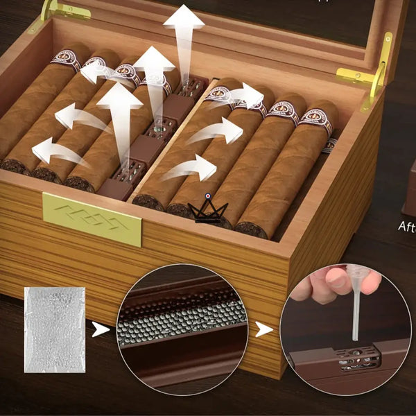 Zigarrenhumidor Horizon Edition — Zedernholz, Sichtfenster, Schublade, Onyx oder Natur – 5/10