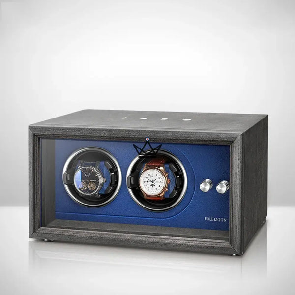 Uhrenbeweger Automatisch FULL MOON — Mondphasen, LED, Antimagnetisch, 2 oder 4 Uhren, 2 Standorte / Blau