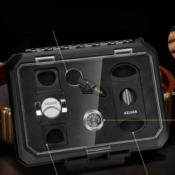 New Origin Zigarren-Reiseetui — Tragbarer Mini-Humidor, Hygrometer & 5 integrierte Accessoires – 8/16