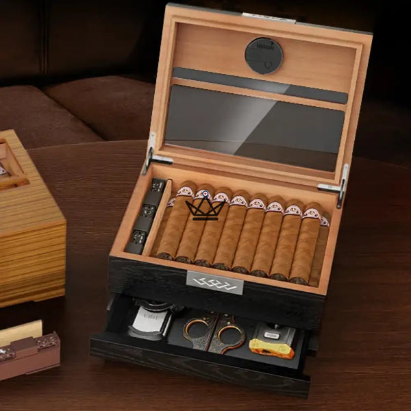Zigarrenhumidor Horizon Edition — Zedernholz, Sichtfenster, Schublade, Onyx oder Natur – 10/10