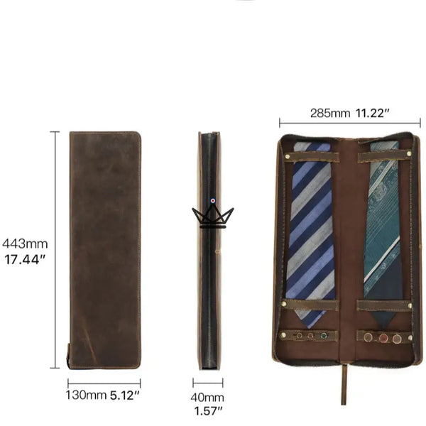 Personalisierbares Krawattenetui aus Leder - Voyageur Windsor – 8/11