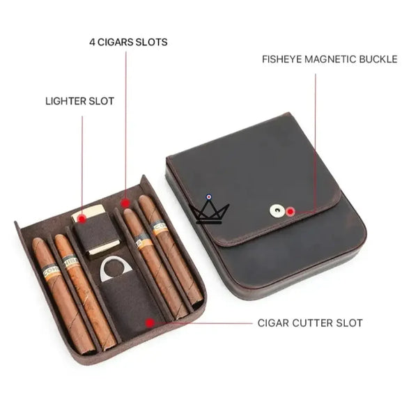 Étui à cigares en cuir personnalisable - Voyageur Quad - - etui cigare personnalisable - Cadeau, Noël, Anniversaire, Original, Fête des pères, fête des mères - Atelier Atypique