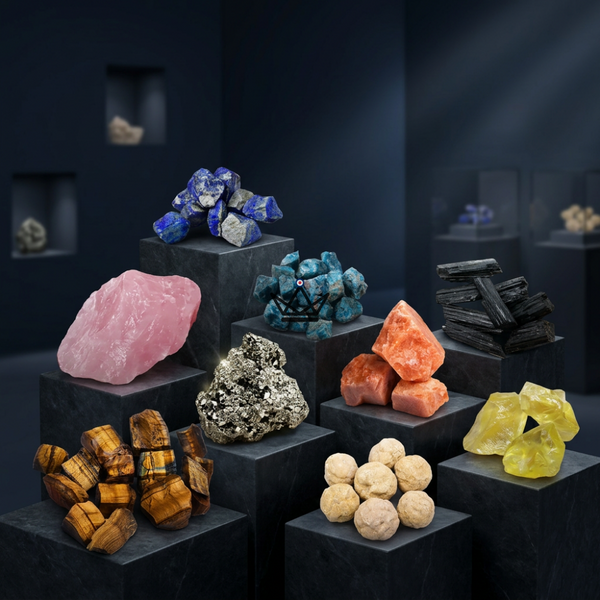 Rohe Mineralien zum Sammeln, 4er-Pack Steine nach Wahl oder 100-g-Beutel — LITHOS – 2/26