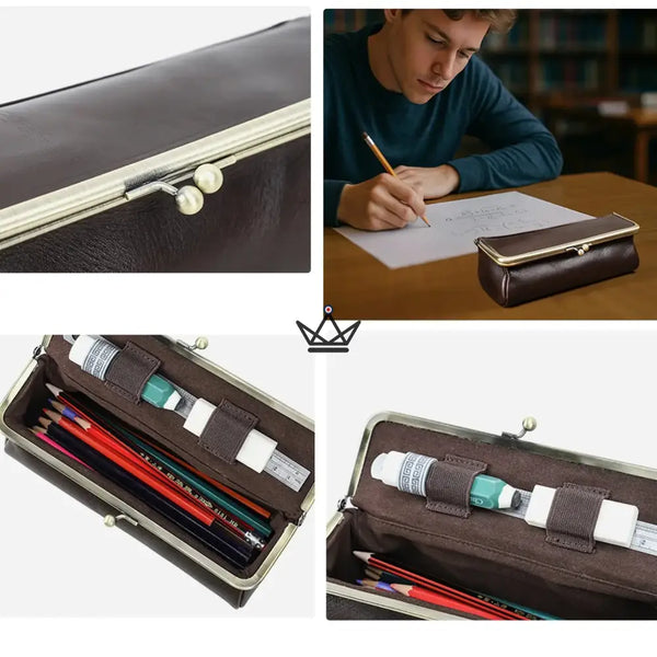 Personalisierbares Lederetui mit Vintage-Verschluss — Voyageur SCRIPT – 7/8