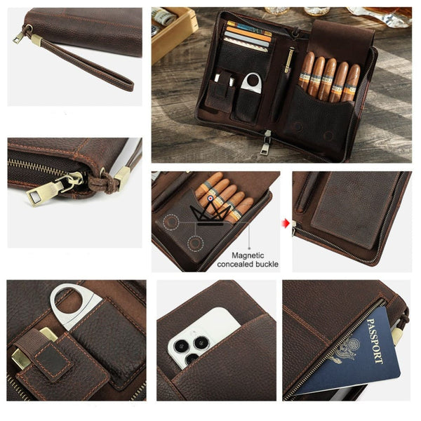Étui à Cigares en Cuir Personnalisable - Voyageur Tempo - - etui cigare personnalisable - Cadeau, Noël, Anniversaire, Original - Atelier Atypique