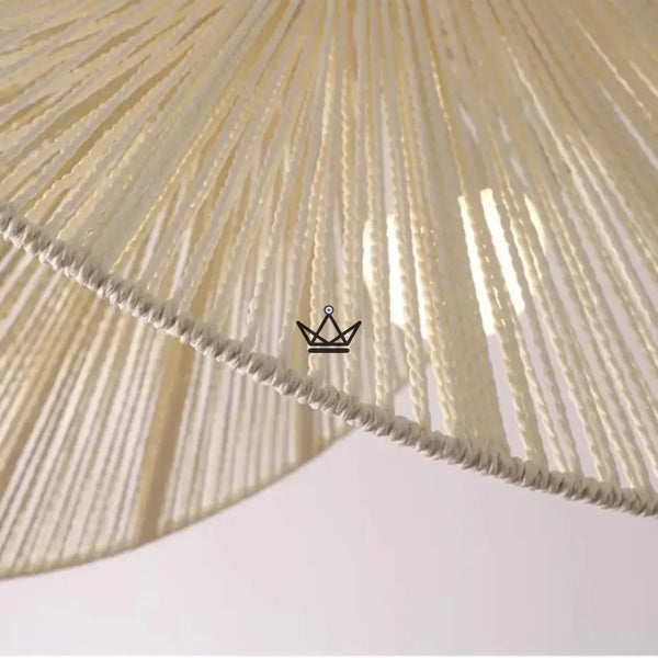 Hängeleuchte FOLIA — handgeflochtenes Rattan, Blattform – 12/12