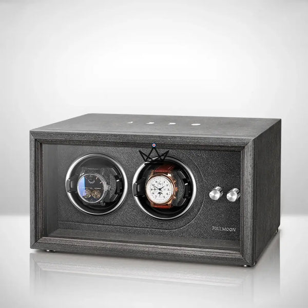 Uhrenbeweger Automatisch FULL MOON — Mondphasen, LED, Antimagnetisch, 2 oder 4 Uhren, 2 Standorte / Schwarz