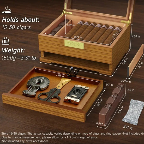 Zigarrenhumidor Horizon Edition — Zedernholz, Sichtfenster, Schublade, Onyx oder Natur – 8/10