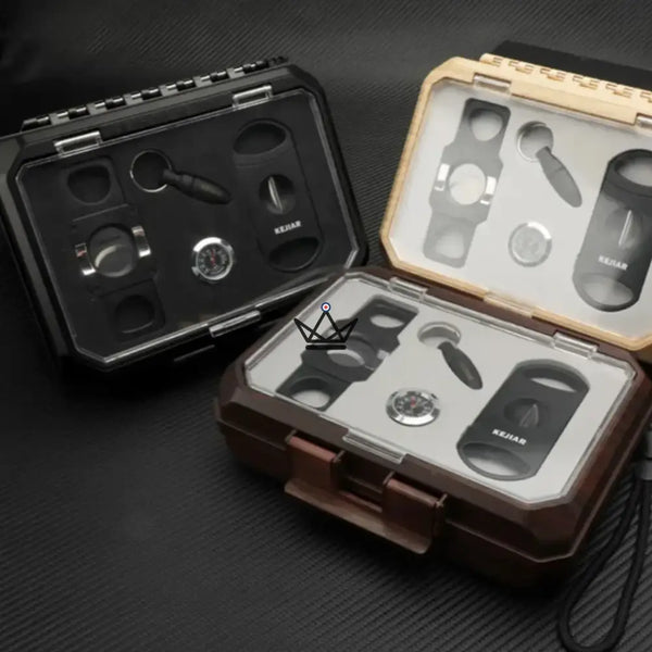 New Origin Zigarren-Reiseetui — Tragbarer Mini-Humidor, Hygrometer & 5 integrierte Accessoires – 9/16