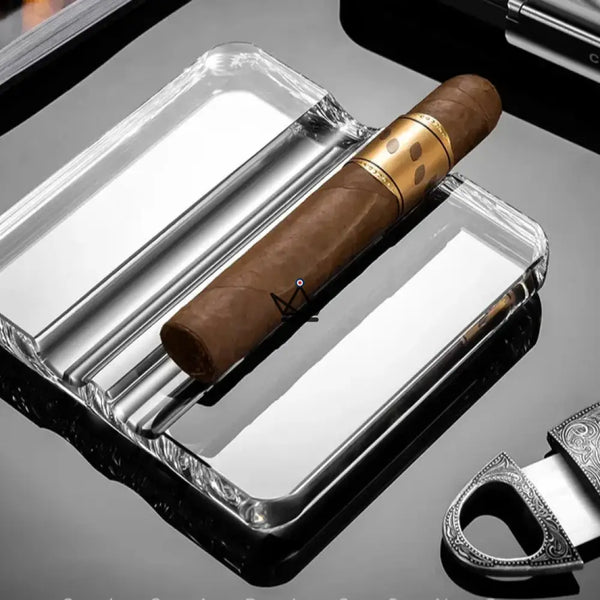 Clear Glass Cigar Ashtray - Crystal Duo