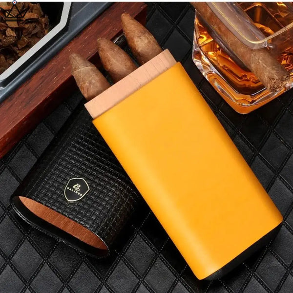 Etui de voyage cuir SUNY WOOD - 3 cigares - - Etui à cigare - Cadeau, Noël, Anniversaire, Original - Atelier Atypique