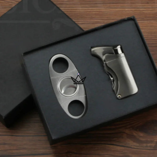 Pack Briquet et Coupe-Cigare COHIBA - VARGAS argent gris homme cadeau luxe debutant original anniversaire