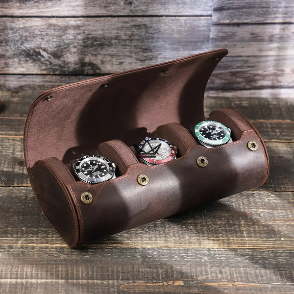 Etui de voyage pour montre automatique en cuir - TimeGuardian (personnalisable) - - etui montre personnalisable - Cadeau, Noël, Anniversaire, Original - Atelier Atypique