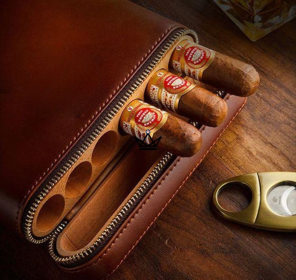 Etui de voyage cuir COHIBA ZIPY - 6 cigares - Atelier Atypique