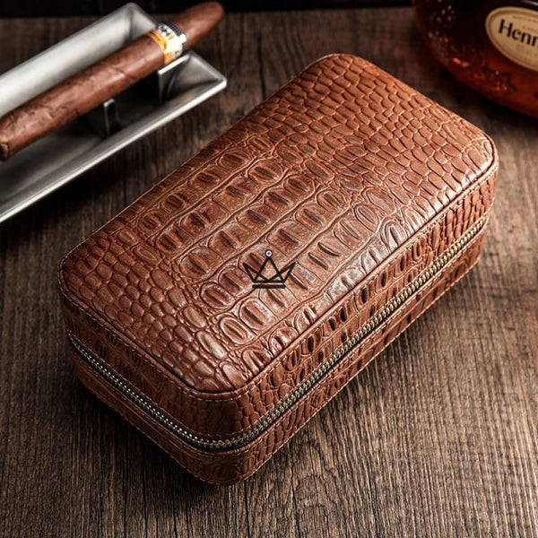 Etui de voyage cuir CLINT CROCO - 6 cigares - Atelier Atypique