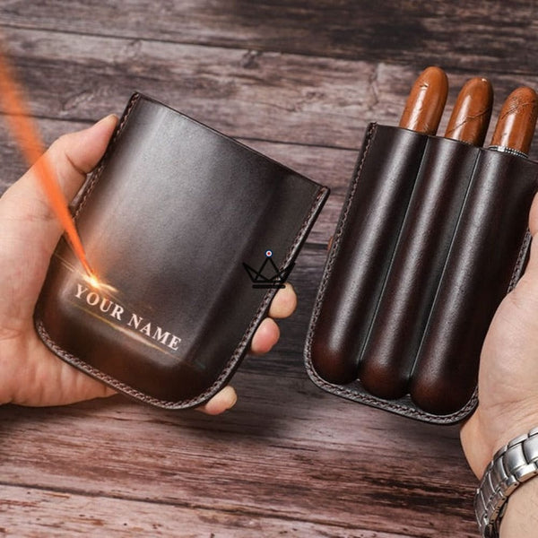 Etui à cigares en cuir personnalisable - Voyageur Classic - - etui cigare personnalisable - Cadeau, Noël, Anniversaire, Original - Atelier Atypique