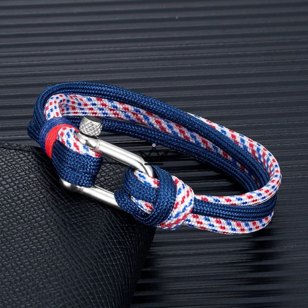 Armband Schäkel vergrößert Doppelseil — HADOCK BIG, Blau Rot
