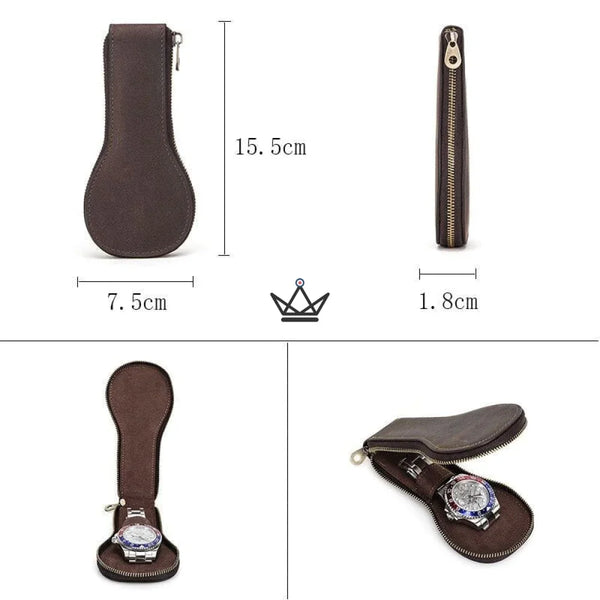 Pochette de voyage pour montre de luxe - Monteguardia Unum - - Remontoirs - Cadeau, Noël, Anniversaire, Original - Atelier Atypique