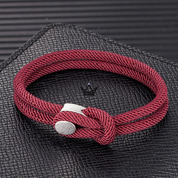 Armband ODIN - Wikingerhammer Mjölnir Silberfarben - 10 Farben 3 Größen, Burgund / 19cm