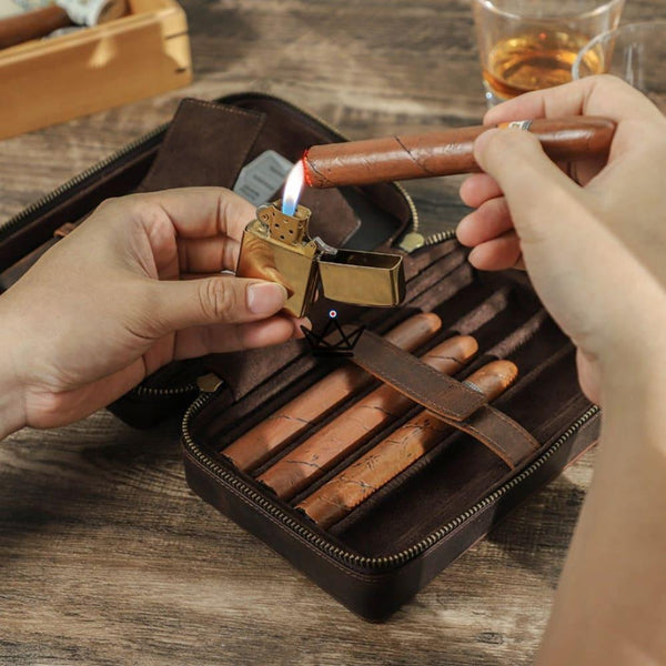 Etui à cigares en cuir personnalisable - Voyageur Prestige - - etui cigare personnalisable - Cadeau, Noël, Anniversaire, Original - Atelier Atypique